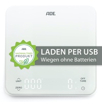 ADE Digitale Küchenwaage mit Akku - Aufladung per USB