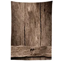 ABAKUHAUS Primitive Land Tischdecke, Herz auf Holz, Schmutzabweisent mit
