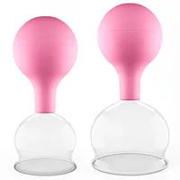 PULOX Schröpfgläser Set aus Echtglas mit Saugball - 2x