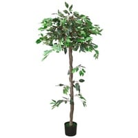 Decovego Kunstpflanze Ficus Benjamin Kunstbaum im Topf, mit Echtholzstamm,