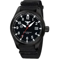KHS Herrenuhr Airleader Black Steel Natoband Schwarz AIRBS.NB