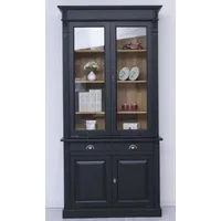 Casa Padrino Landhausstil Vitrine Schwarz / Naturfarben 120 x