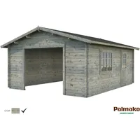 Palmako Holzgarage Roger ohne Tor Grau tauchgrundiert 450 cm