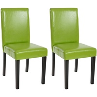 Mendler 2er-Set Esszimmerstuhl Stuhl Küchenstuhl Littau ~ Kunstleder, grün,
