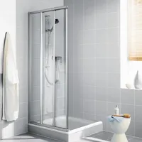 Kermi Ibiza 2000 3-teilig 90x185, silber/mattglanz, ESG klar KermiClean
