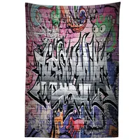 ABAKUHAUS Städtisch Tischdecke, Graffiti Grunge Wall Art, Schmutzabweisend Pflegeleicht