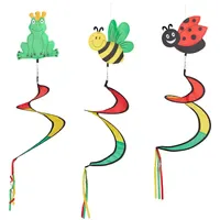 Relaxdays Windspiel Spirale, 3er Set, Tiermotive, Deko-Windspiel für draußen,