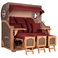Mr. Deko Strandkorb Düne Grande XXL Bullauge Teak PE