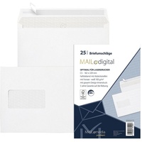 MAILmedia Briefumschläge Maildigital, C5, mit Fenster, haftklebend, 100g/m2, 25