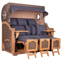 Mr. Deko Strandkorb Düne Grande XXL Bullauge Teak PE