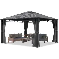 TOOLPORT Gartenpavillon 4x4 m Stahldach Hardtop 4 Seitenteile in
