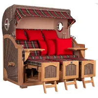 Mr. Deko Strandkorb Düne Grande XXL Bullauge Teak PE