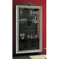 Casa Padrino Luxus Barock Vitrine Schwarz / Silber -