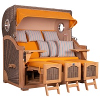 Mr. Deko Strandkorb Düne Grande XXL Bullauge Teak PE
