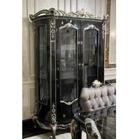 Casa Padrino Luxus Barock Vitrine Schwarz / Silber -