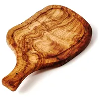  Steakbrett aus Olivenholz mit Saftrille und Griff 35 cm