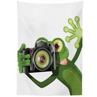 ABAKUHAUS Frosch Tischdecke, Lustige Tier mit Kamera, Personalisierter Druck