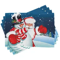ABAKUHAUS Weihnachten Platzmatten, Sankt-Schneemann Hug, Waschbare Stoff Esszimmer Küche