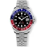 Gigandet Automatikuhr Edelstahl Saphirglas Silber Schwarz World Trip GMT