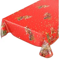 ANRO Wachstuchtischdecke Wachstuch Wachstischdecke Tischdecke Weihnachten Weihnachtsmann Rot Sterne