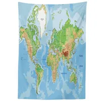 ABAKUHAUS Weltkarte Tischdecke, Topographische Bildung, Personalisierter Druck mit Klaren