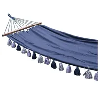 HOPLO Single Stabhängematte BLACK mit Quasten mit Spreizstab 100cm,