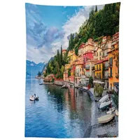 ABAKUHAUS Italien Tischdecke, Yacht Idyllische Stadt, Wasserfest Waschbar mit
