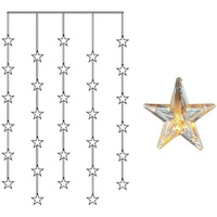 MARELIDA LED Lichtervorhang 30 leuchtende Sterne 90x120cm mit Trafo