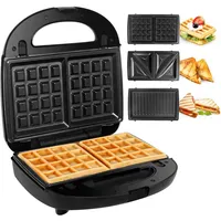 Gotoll Sandwichmaker 3 in 1, Waffeleisen Sandwichtoaster, Grill wechselplatten,