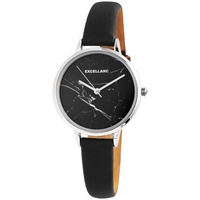 Excellanc Damen Armbanduhr Excellanc Kunstleder schwarz marmoriert Analog Quarzuhr