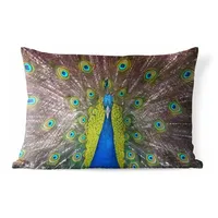 MuchoWow Dekokissen Pfau - Federn - Augen, Outdoor-Dekorationskissen, Kissen,