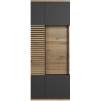 VCM ebuy24 Vitrinenschrank Grau Eiche Dekor