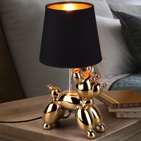 ETC Shop Tischleuchte Keramik Gold Tischlampe Nachttischlampe im Hunde