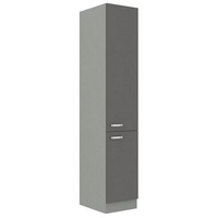 Küchen-Preisbombe Küchen Hochschrank 40cm Hochglanz Grau Küchenzeile Küchenblock Küche