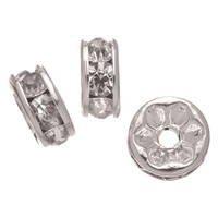 Buttinette Strass-Rondelle "crystal", silber, 4 x 8 mm, 6