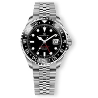 Gigandet Automatikuhr Edelstahl Saphirglas Silber Schwarz World Trip GMT