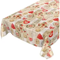 ANRO Tischdecke Weihnachtstischdecke abwaschbar Wachstischdecke Christmas Rot Beige 100x140cm