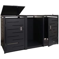 MCW Mülltonnenverkleidung mit Brennholzregal MCW-E83, Mülltonnenbox, erweiterbar 117x198x82cm 80kg~