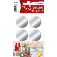 Herma 15284 Aufkleber Weihnachten Silber rund, 18 Stück, Ø