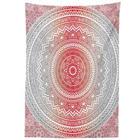 ABAKUHAUS Grau und Rot Tischdecke, Ombre Mandala Boho, Wasserfest