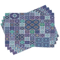 ABAKUHAUS Ethnisch Platzmatten, Traditionelle Mosaik-Fliesen, Waschbare Stoff Esszimmer Küche