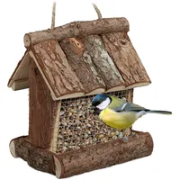 Relaxdays Vogelfutterhaus Holz, zum Aufhängen, HBT: 17 x 15