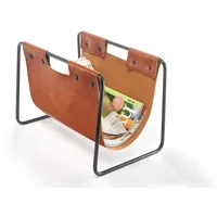 Kobolo Zeitungsständer, 37x24x27 cm, braun, Kunstleder & Metall, moderner