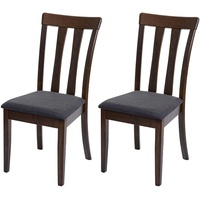 Mendler 2er-Set Esszimmerstuhl HWC-G46, Küchenstuhl Stuhl, Stoff/Textil Massiv-Holz dunkles