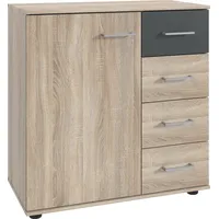 WIMEX Kombikommode "Taiga", grau (eiche sägerau nachbildung, graphit), B:81cm