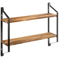 Costway 2 Ebenen Schweberegal, Wandregal aus Holz, Regal hängend