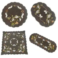 Westernlifestyle Eule Kastanie Herbst Stickerei Tischdecke Tischläufer Leinen-Optik Braun