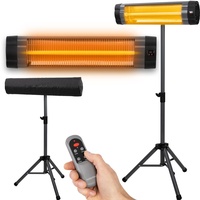 Heidenfeld Infrarot-Heizstrahler IH100, mit Stativ, 850-2500 Watt, Fernbedienung, Edelstahl,