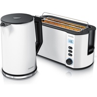 Arendo Frühstücks-Set, Wasserkocher 1,5L mit Temperatureinstellung, 4-Scheiben Toaster Langschlitz,