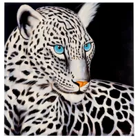 MCW Ölgemälde Weißer Leopard 100% handgemaltes Gemälde XL, 100x100cm